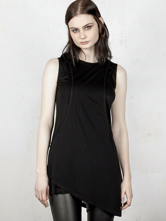 Disturbia Tops - DISTURBIA asymmetrical goth sleeveless stretch tunic top size US6